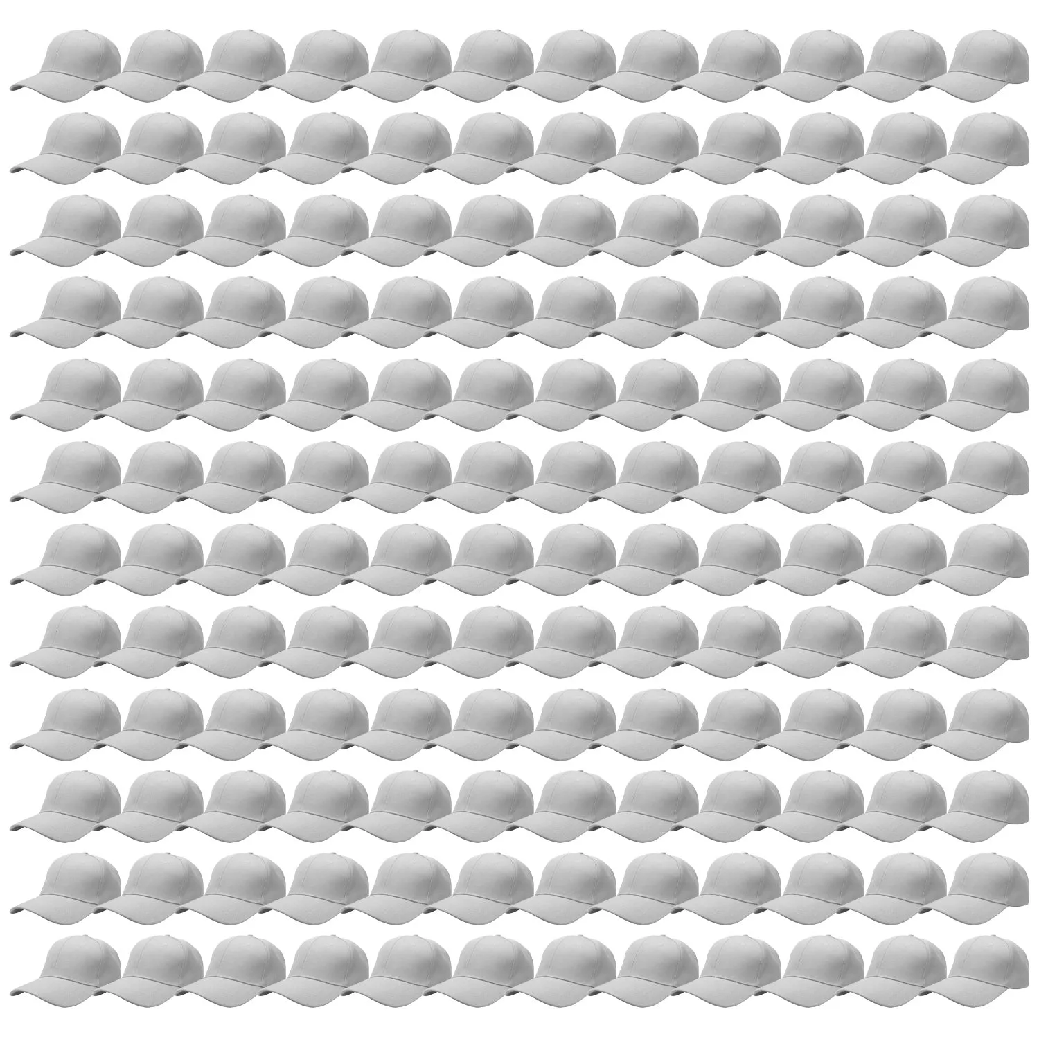 144-Pack Baseball Dad Cap Velcro Strap Adjustable Size - Light Gray