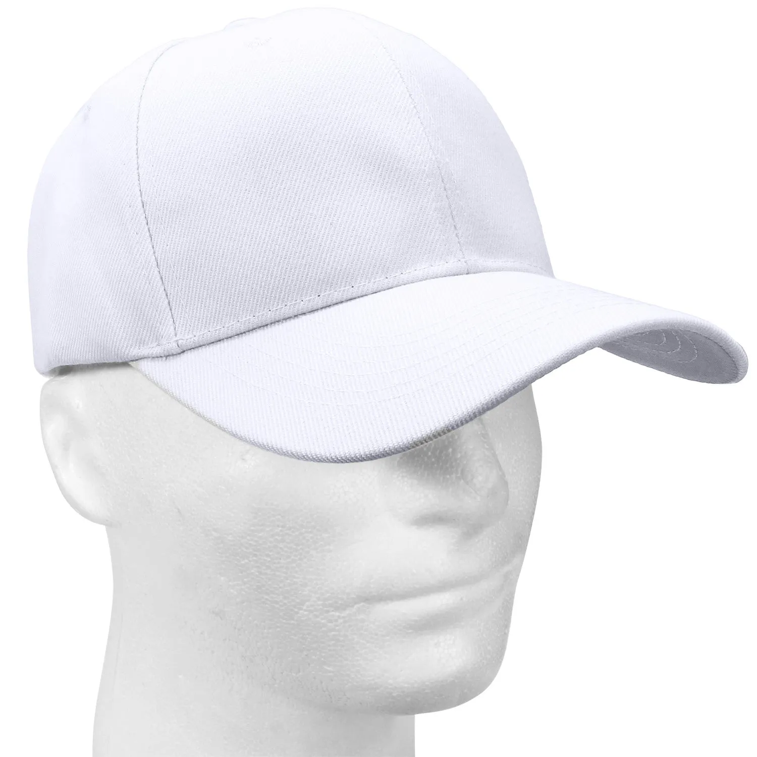 144-Pack Baseball Dad Cap Velcro Strap Adjustable Size - White