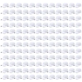 144-Pack Baseball Dad Cap Velcro Strap Adjustable Size - White