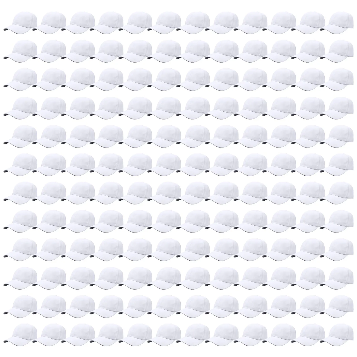 144-Pack Baseball Dad Cap Velcro Strap Adjustable Size - White