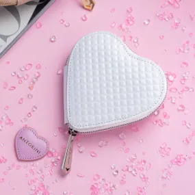 ANTORINI Heart Coin Purse, White with Pyramids
