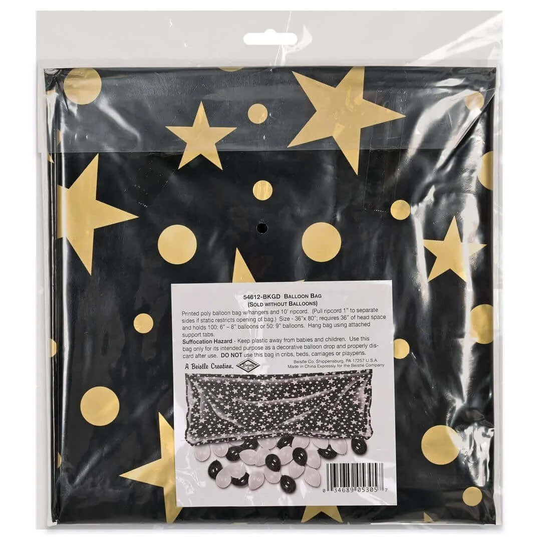 Black And Gold Plastic Balloon Bag
