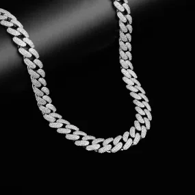 CAMEO 8MM Sterling Silver Cuban Link Chain with Hand-Set Zirconia Elegance