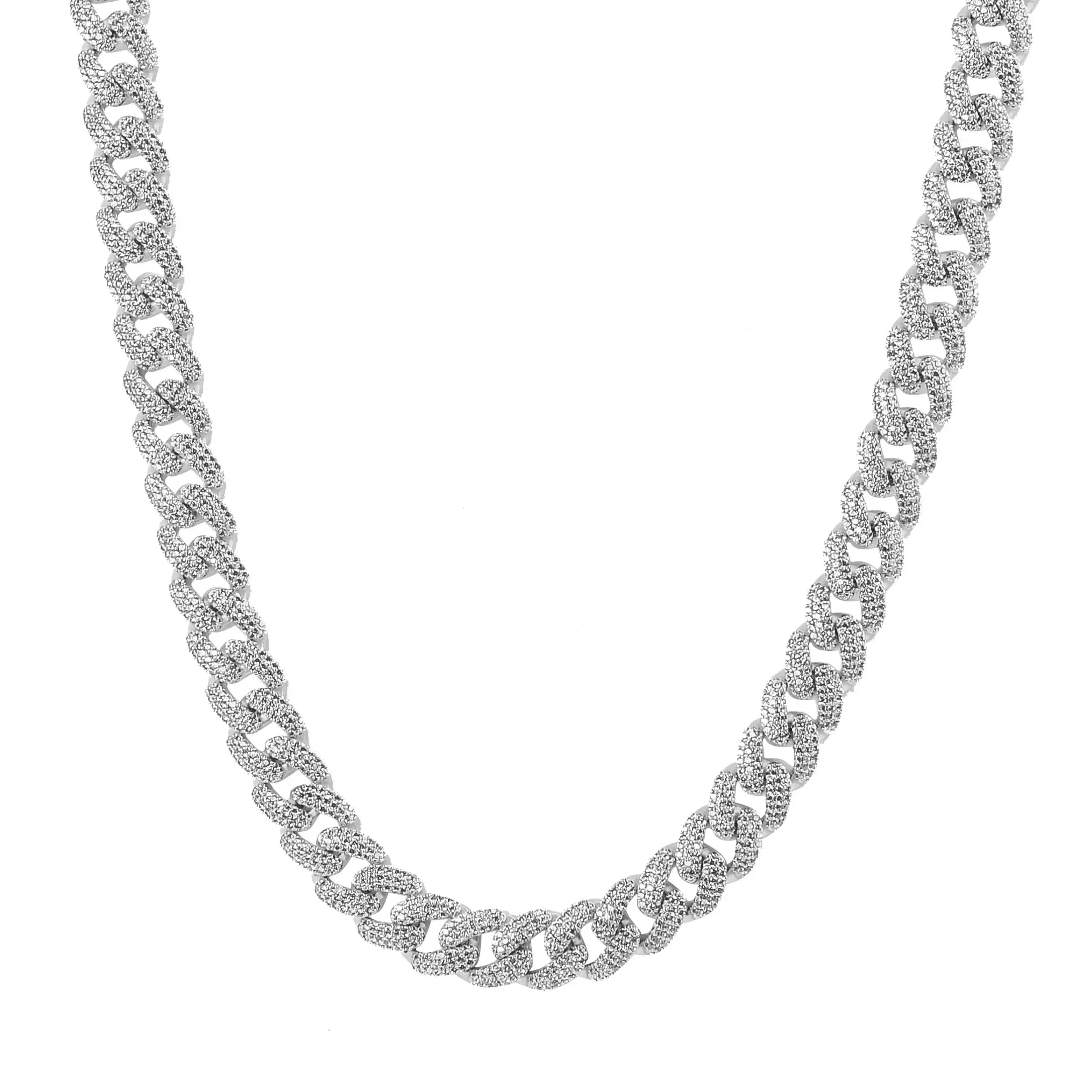 CAMEO 8MM Sterling Silver Cuban Link Chain with Hand-Set Zirconia Elegance