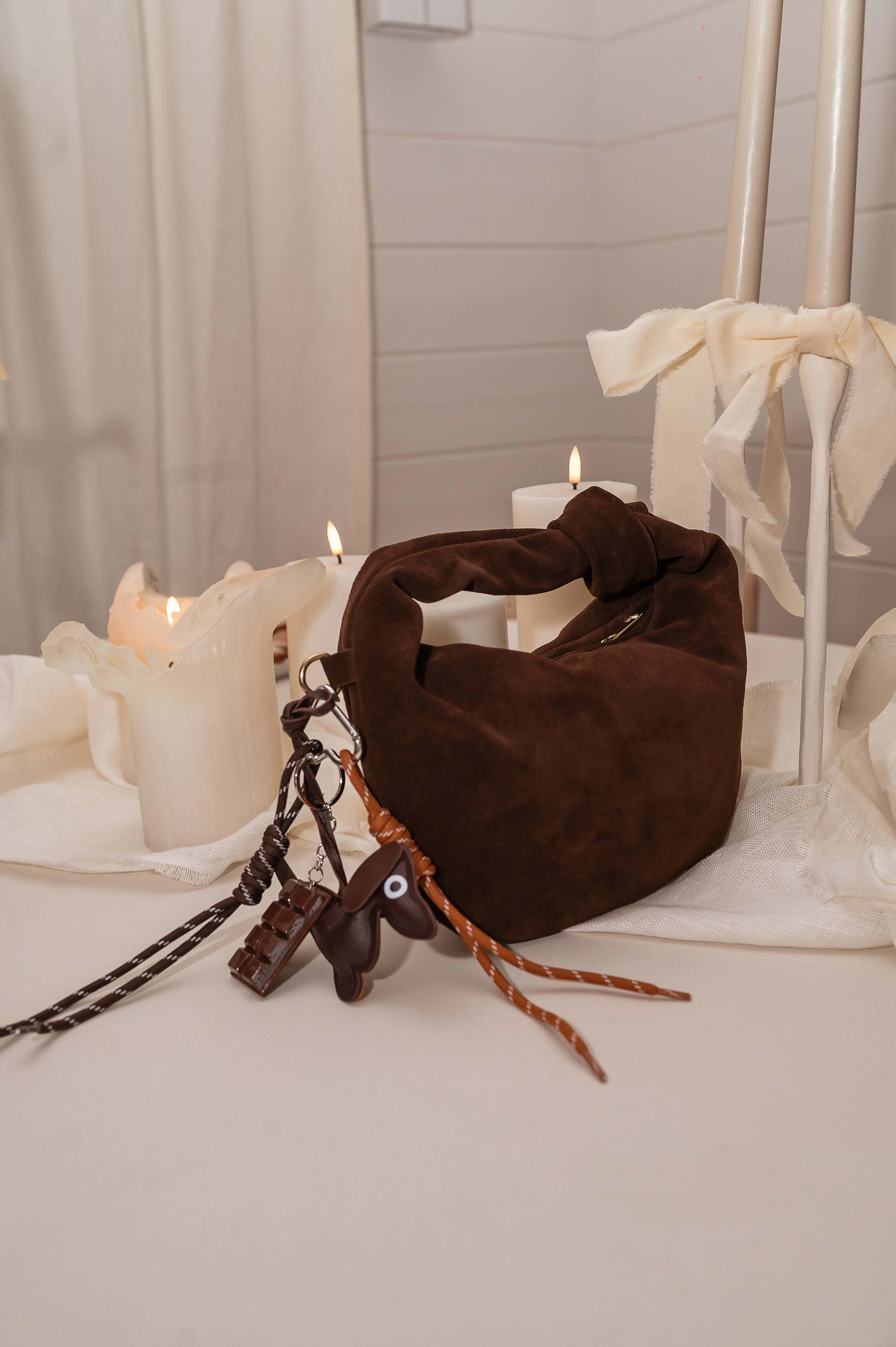 Chocolate Nella Suede Bag