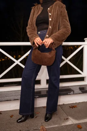 Chocolate Nella Suede Bag
