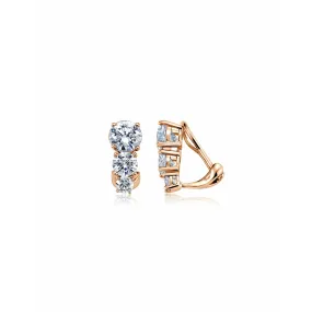 CRISLU 2 Stone Postless Earrings Finished in 18kt Rose Gold