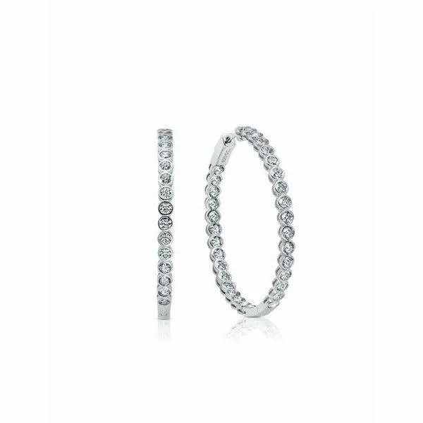 CRISLU Bezel Inside Out Hoops Finished in Pure Platinum