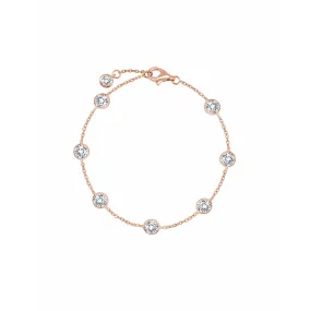 CRISLU Large Bezel Station Anklet Finished in 18kt Rose Gold