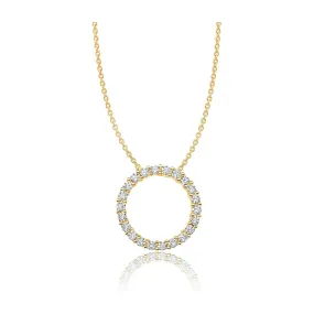 CRISLU Open Pave Circle Necklace In 18kt Yellow Gold