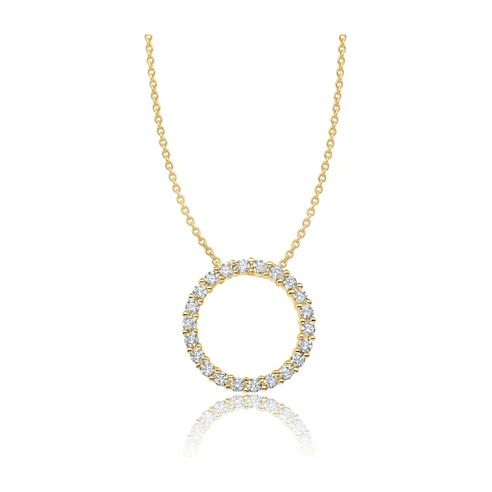 CRISLU Open Pave Circle Necklace In 18kt Yellow Gold