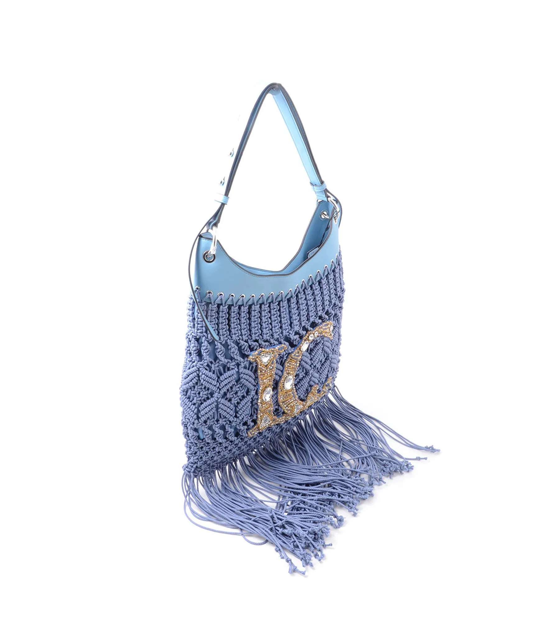 Crossroads Fringe Bag   Embroid Weaving Cotton - Jeans