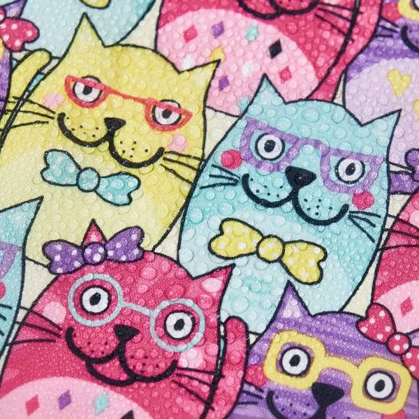ECO CHIC Foldaway Back Pack/School Bag/Shopping Bag - Made From Recycled Plastic Bottles - Glasses Cat (Multi)