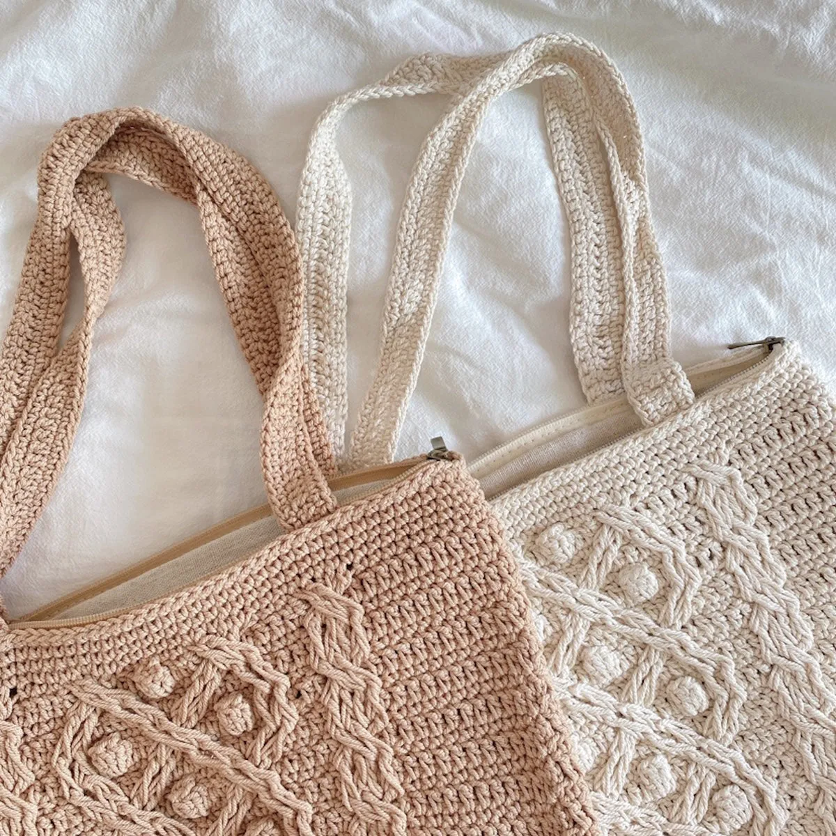 Elena Handbags Handmade Cotton Knitted Shoulder Bucket Bag