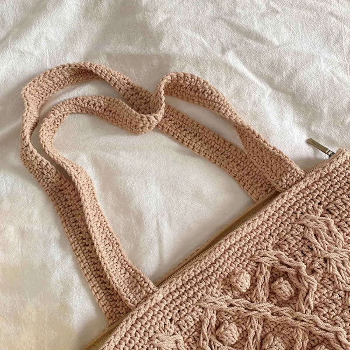 Elena Handbags Handmade Cotton Knitted Shoulder Bucket Bag