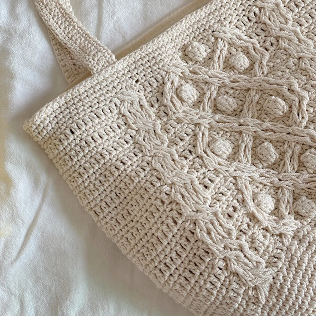 Elena Handbags Handmade Cotton Knitted Shoulder Bucket Bag