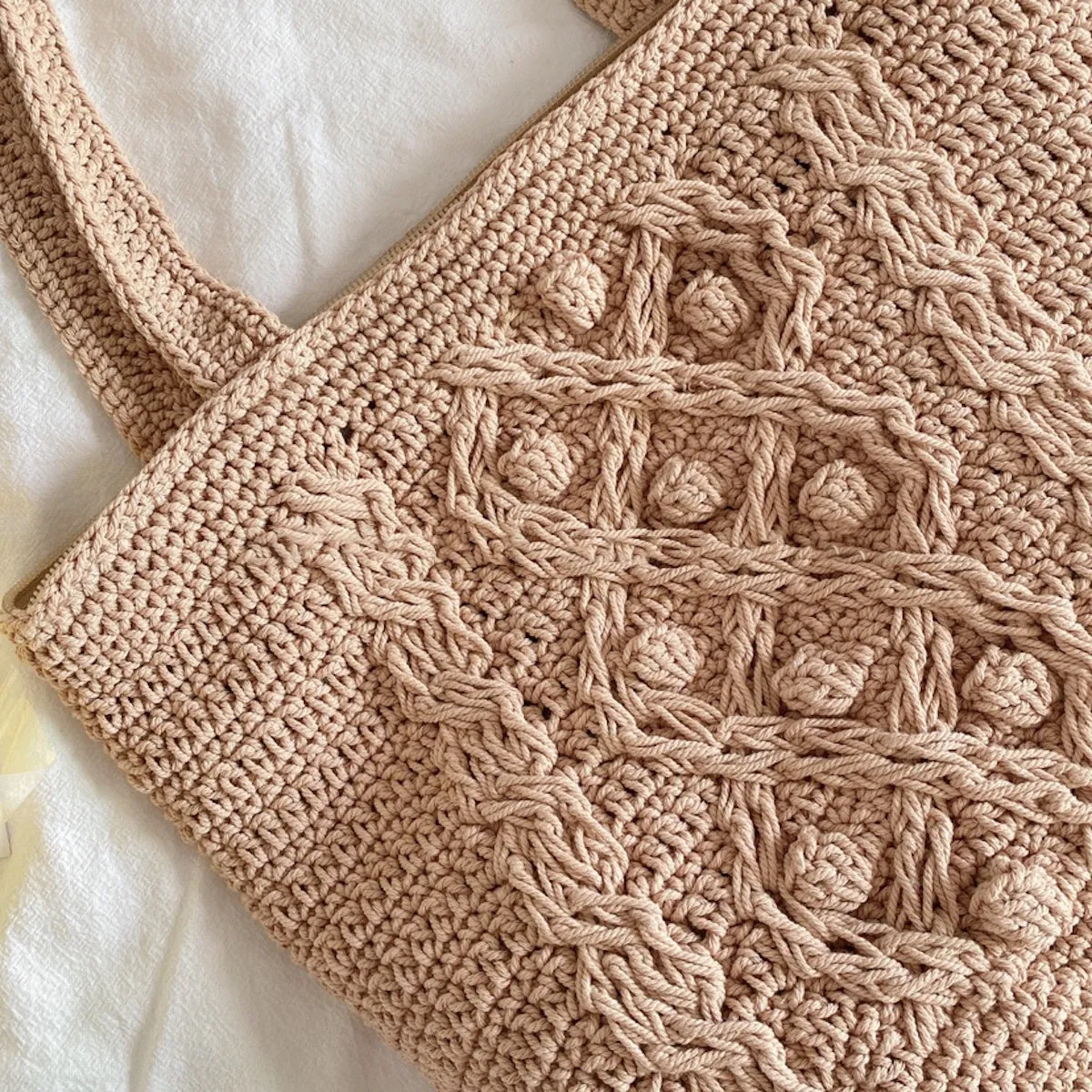 Elena Handbags Handmade Cotton Knitted Shoulder Bucket Bag