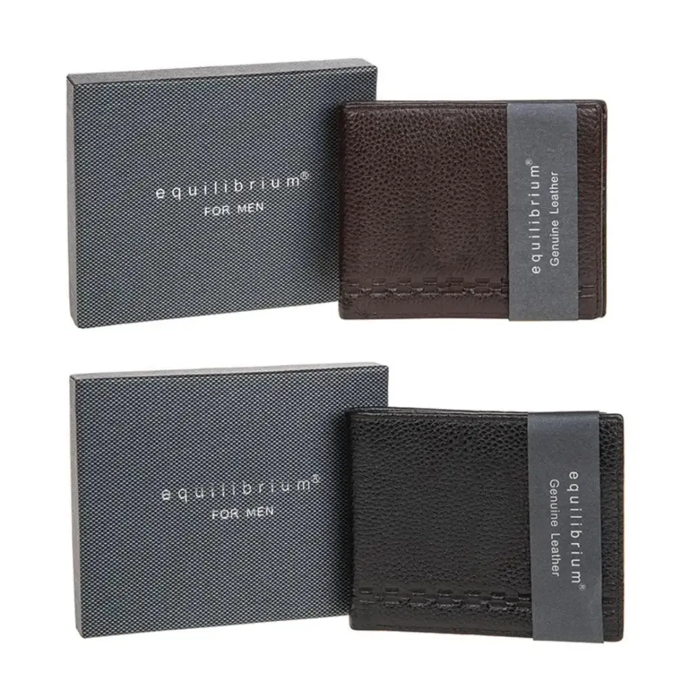 EQ For Men Embossed Leather Wallet - Brown / Black