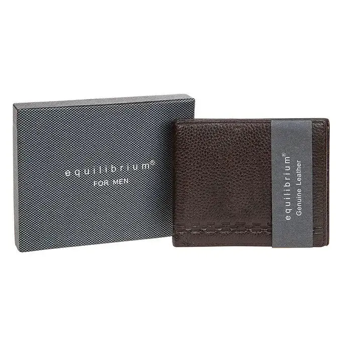 EQ For Men Embossed Leather Wallet - Brown / Black