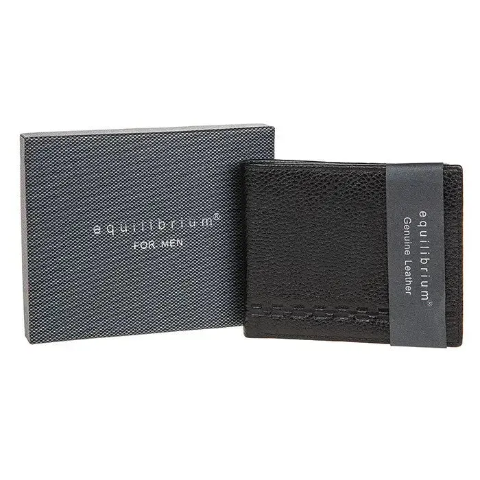 EQ For Men Embossed Leather Wallet - Brown / Black
