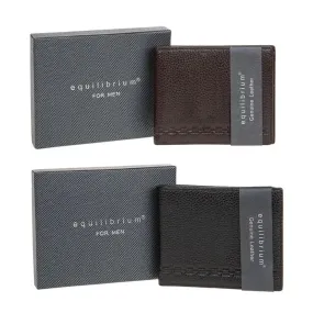 EQ For Men Embossed Leather Wallet - Brown / Black