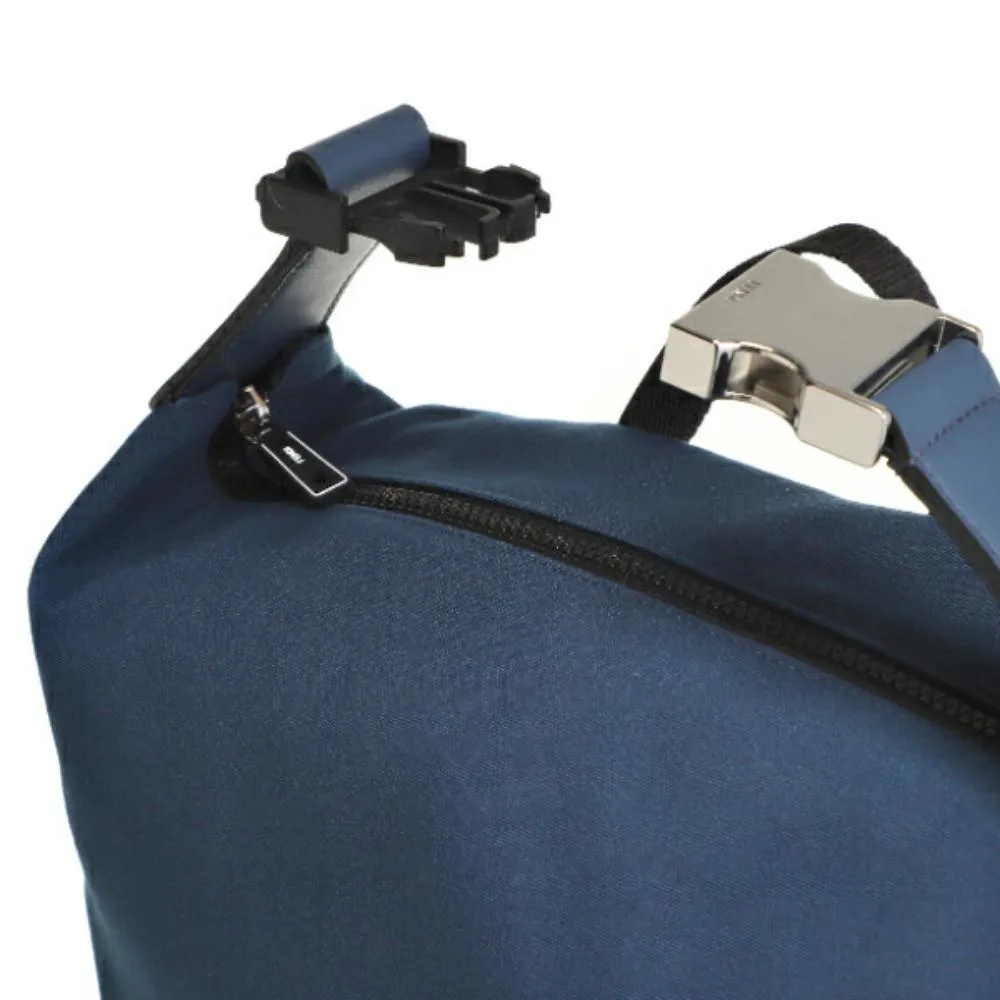 Fendi Zaino Marine Blue Canvas Stamp Logo Backpack 7VZ044