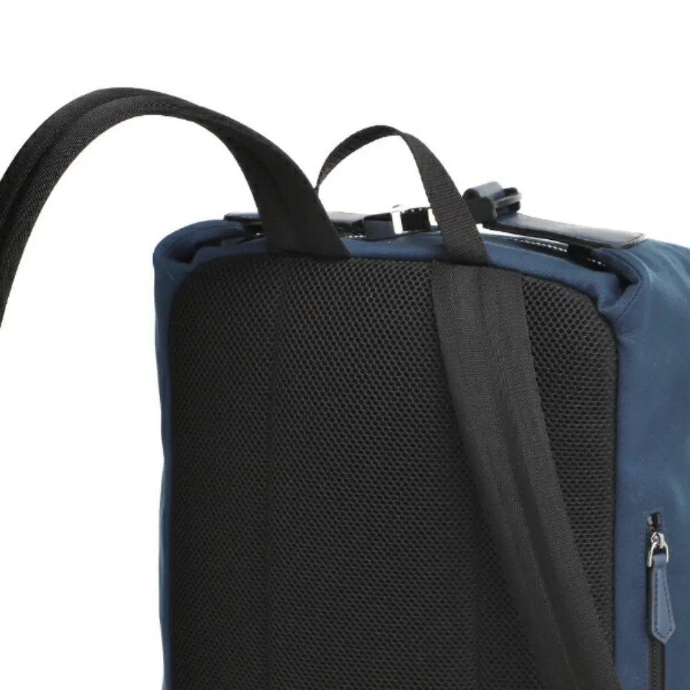 Fendi Zaino Marine Blue Canvas Stamp Logo Backpack 7VZ044