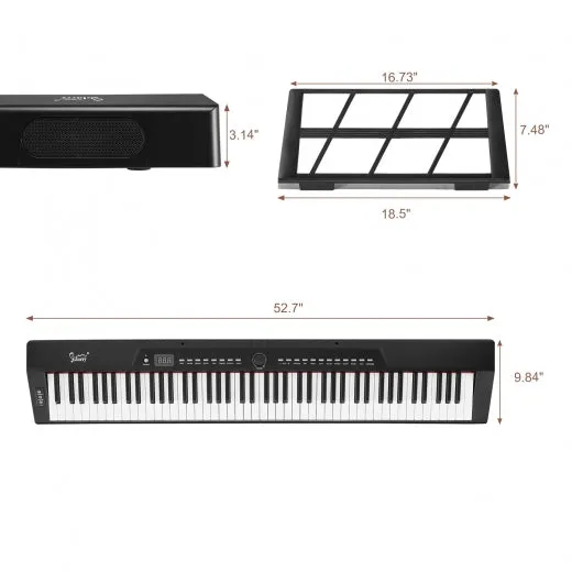 Glarry GPP-105 88 Key Full Size Semi-Weighted Standard Electric Digital Piano Black