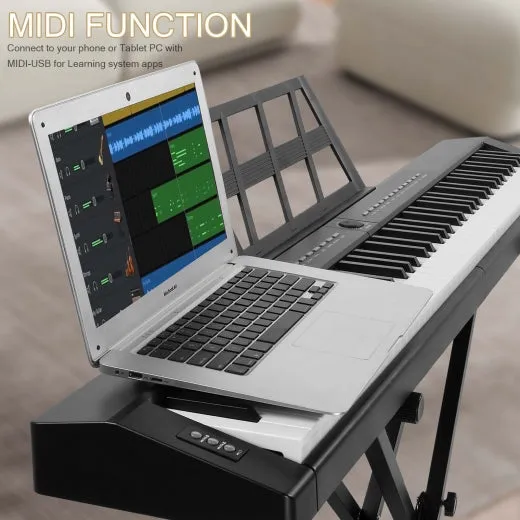 Glarry GPP-105 88 Key Full Size Semi-Weighted Standard Electric Digital Piano Black