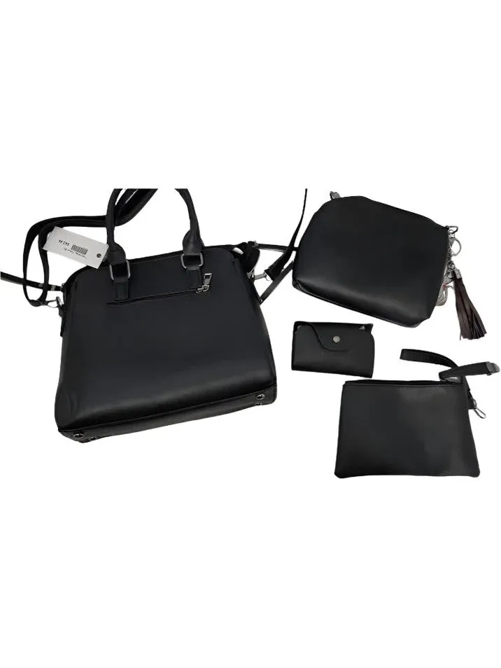 Handbag Faux Leather Black-3-Piece - 9.5x10" 669214x