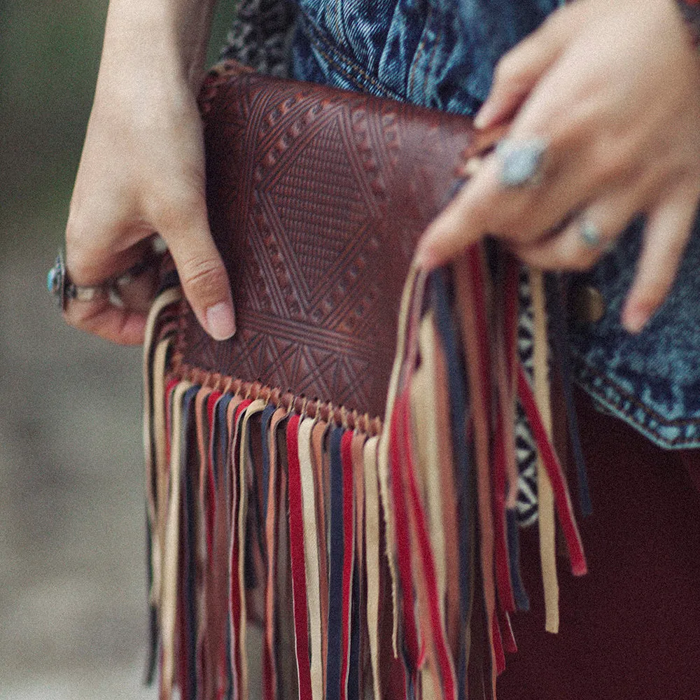 Handmade Boho Leather Fringe Crossbody Purse Western Purses With Fringe For Women