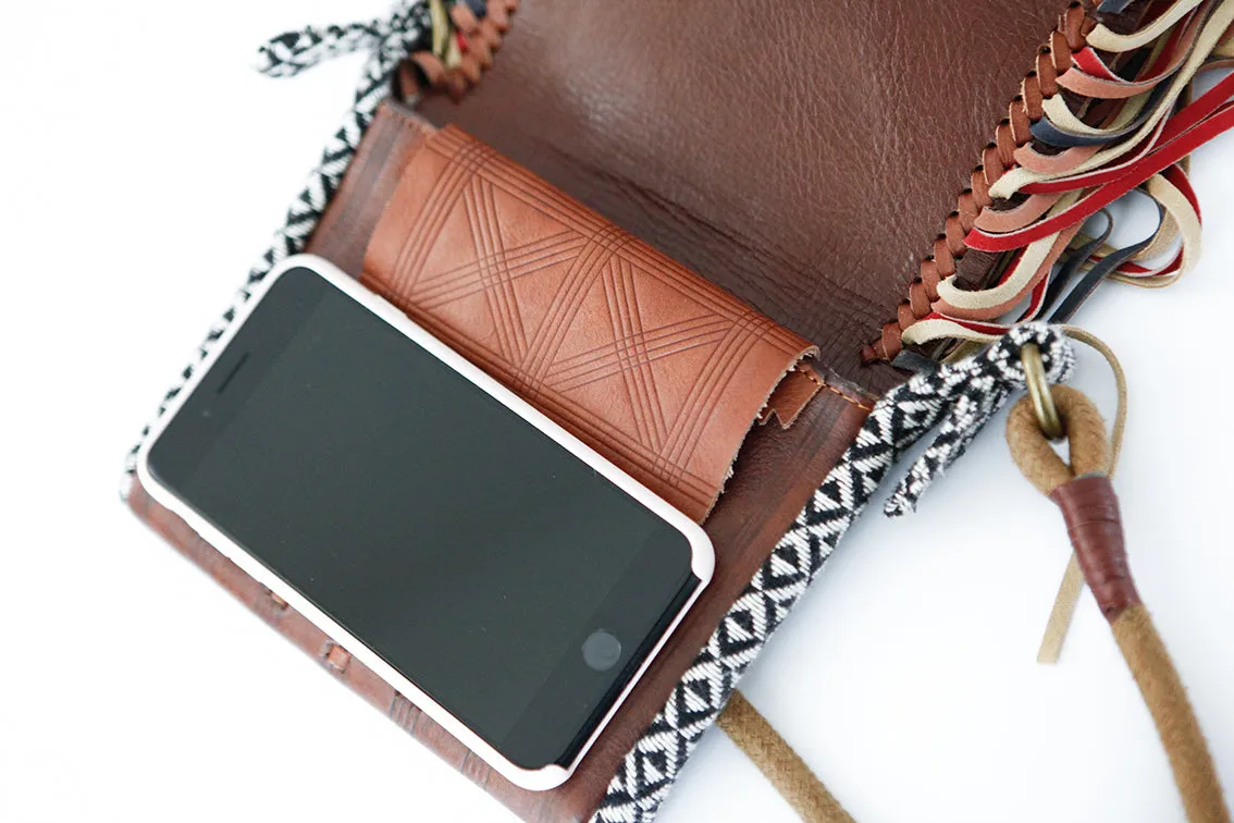 Handmade Boho Leather Fringe Crossbody Purse Western Purses With Fringe For Women
