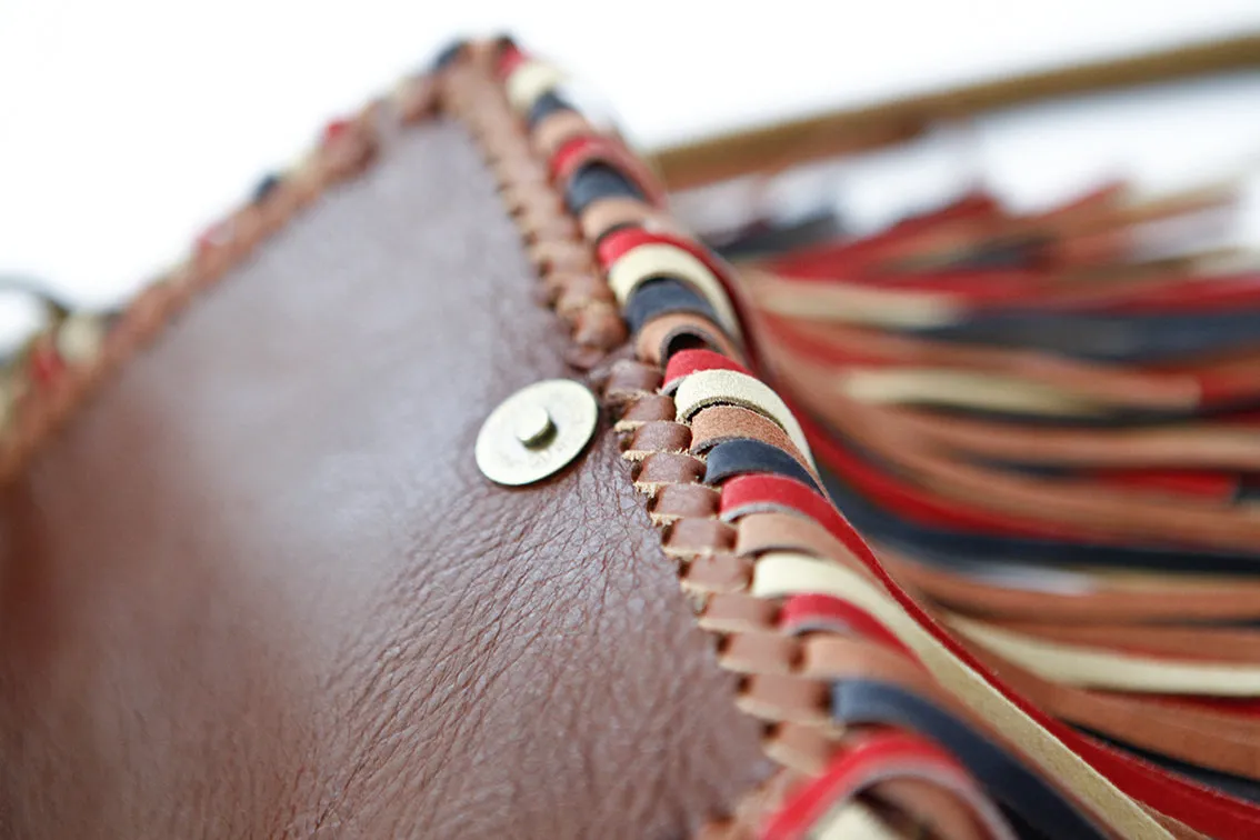Handmade Boho Leather Fringe Crossbody Purse Western Purses With Fringe For Women