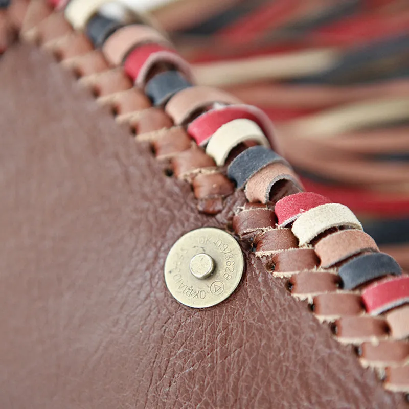 Handmade Boho Leather Fringe Crossbody Purse Western Purses With Fringe For Women