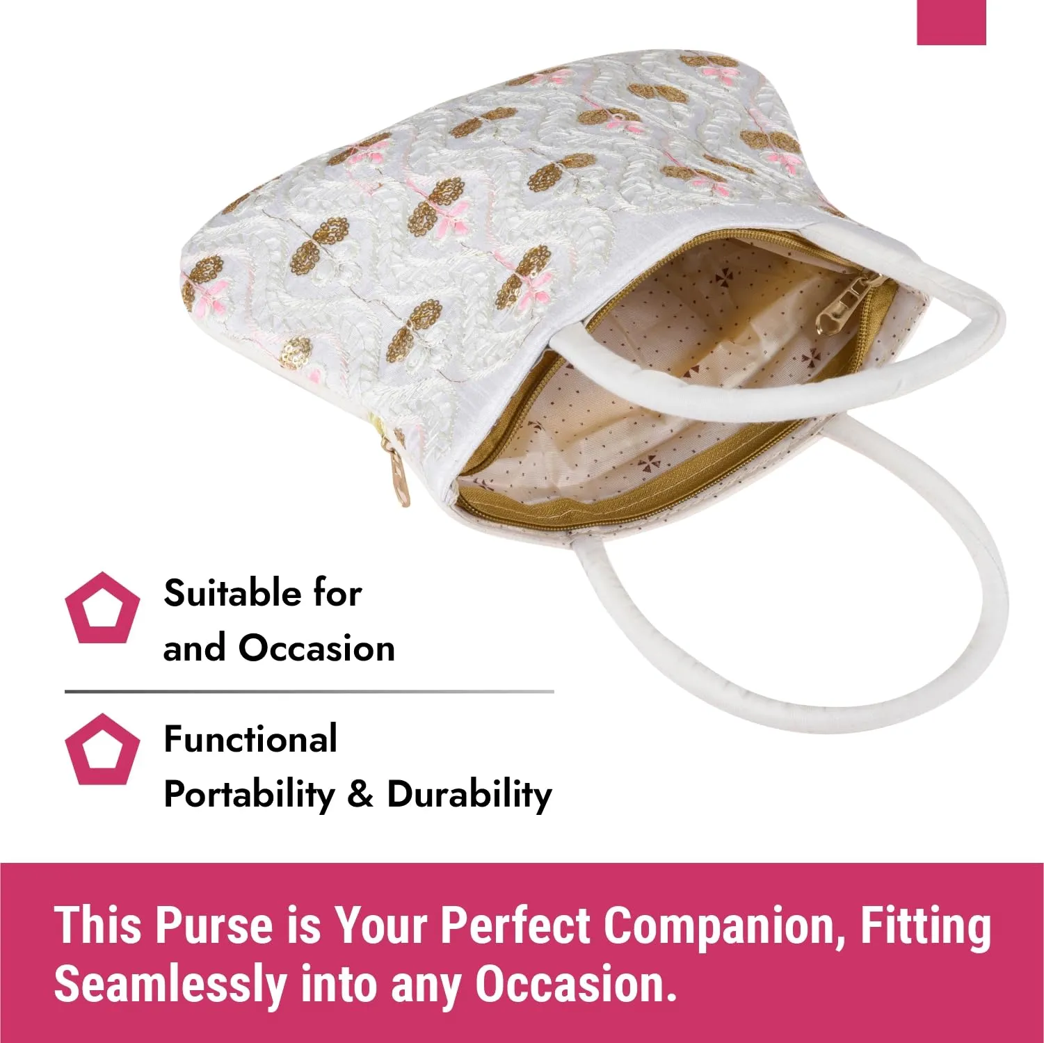 Heart Home Hand Bag|Traditional Hand Bag|Silk Wallet Hand Bag|Woman Tote Hand Bag|Ladies Purse Handbag|Gifts Hand Bag|Curved Shape Embroidery Hand Bag|Cream