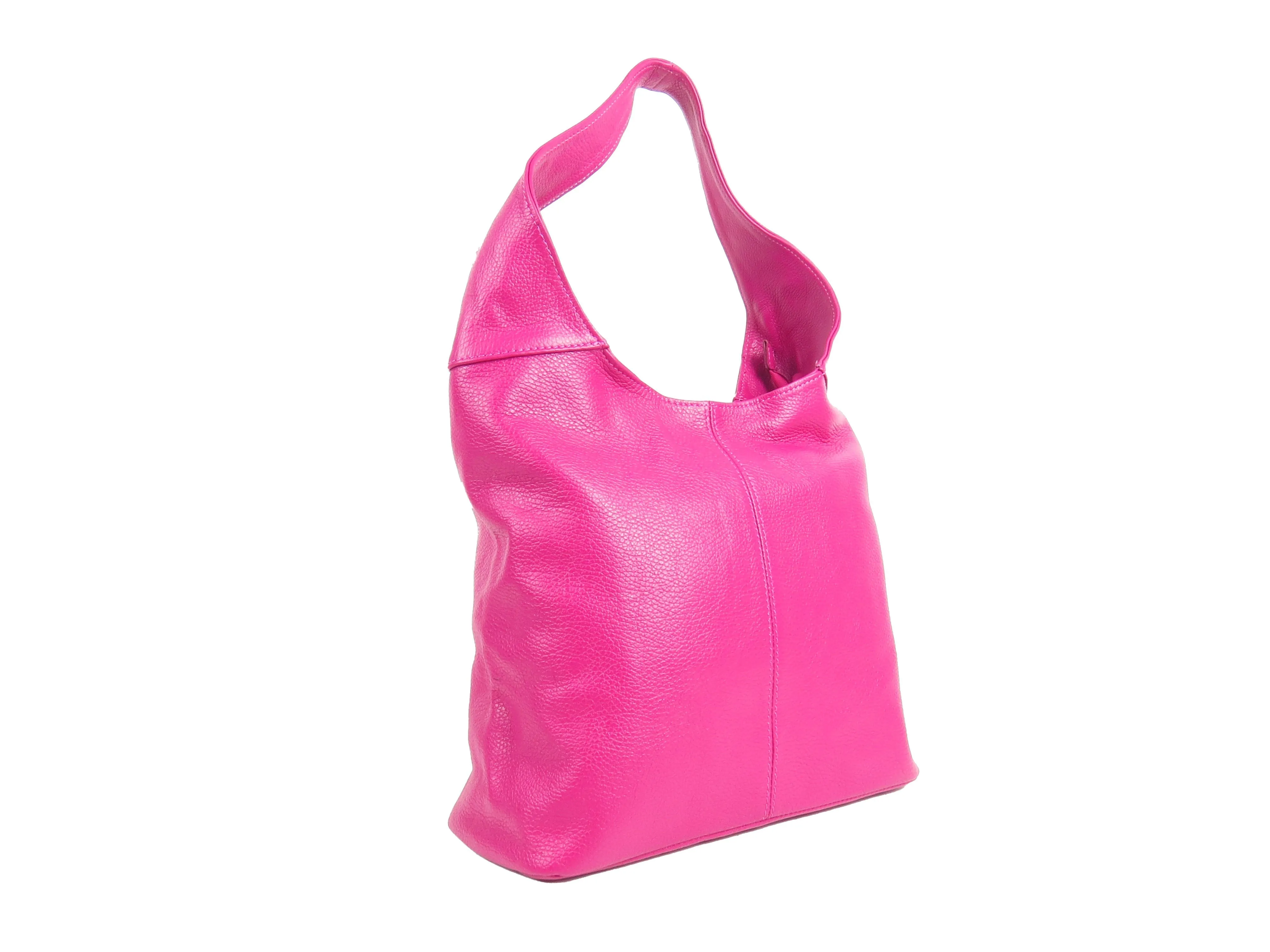 Italian Light Grey Leather Slouchy Shoulder Bag