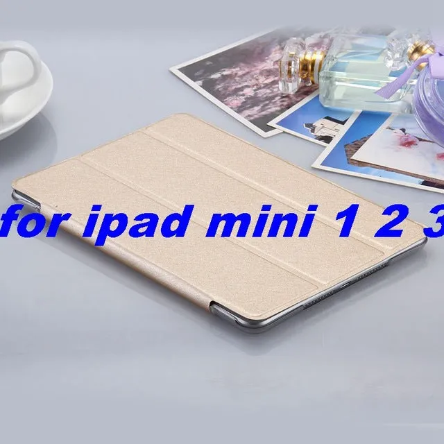 KISSCASE For ipad mini ipad5 6 Air 2 Flip Transparent Clear Silk Leather Case For ipad Air air2 Mini 1 2 3 4 Stand Full Cover