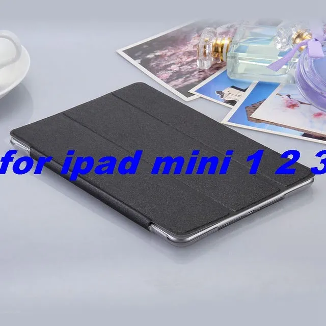 KISSCASE For ipad mini ipad5 6 Air 2 Flip Transparent Clear Silk Leather Case For ipad Air air2 Mini 1 2 3 4 Stand Full Cover