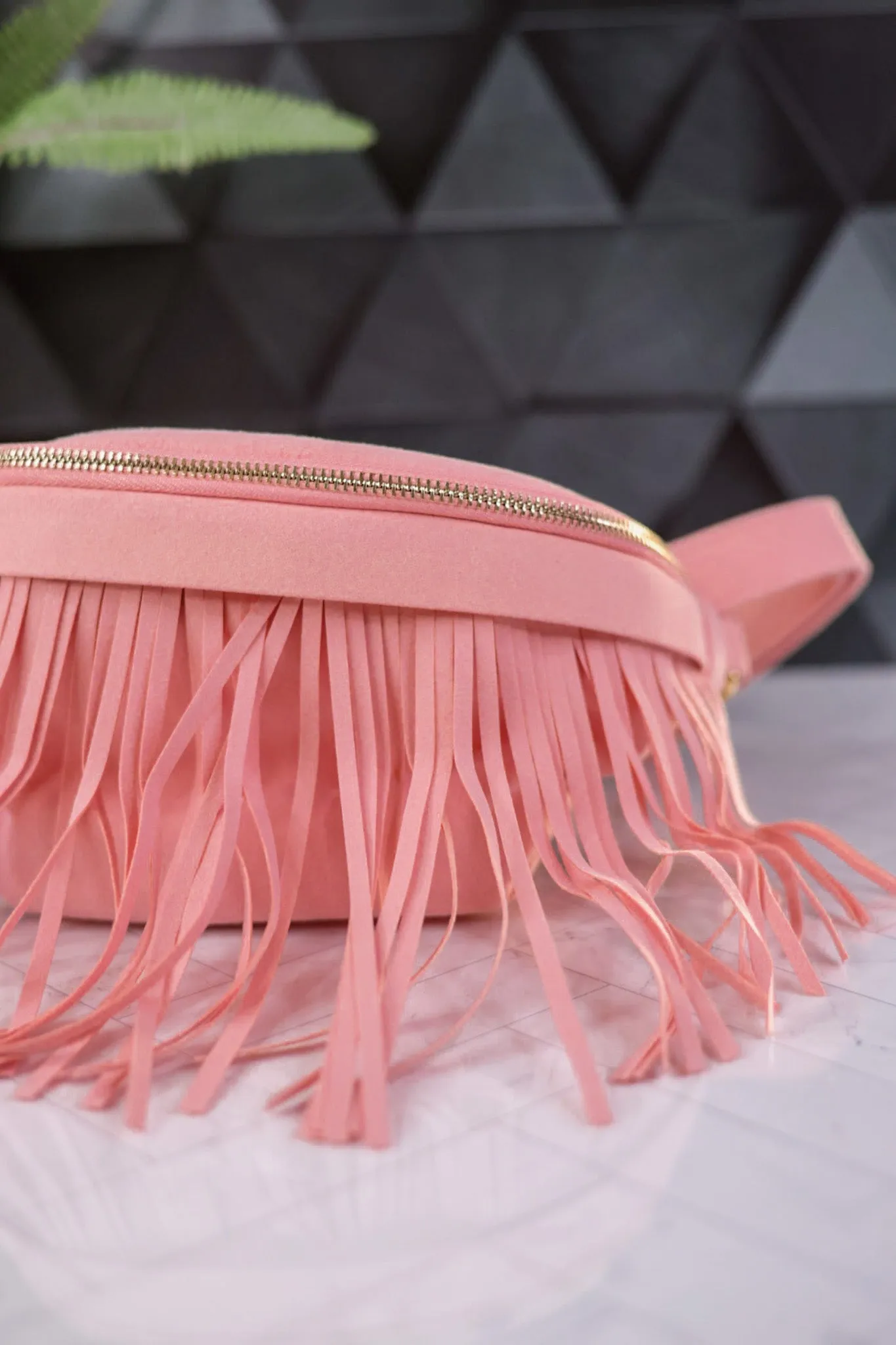 Light Pink Removable Fringe Fanny Pack