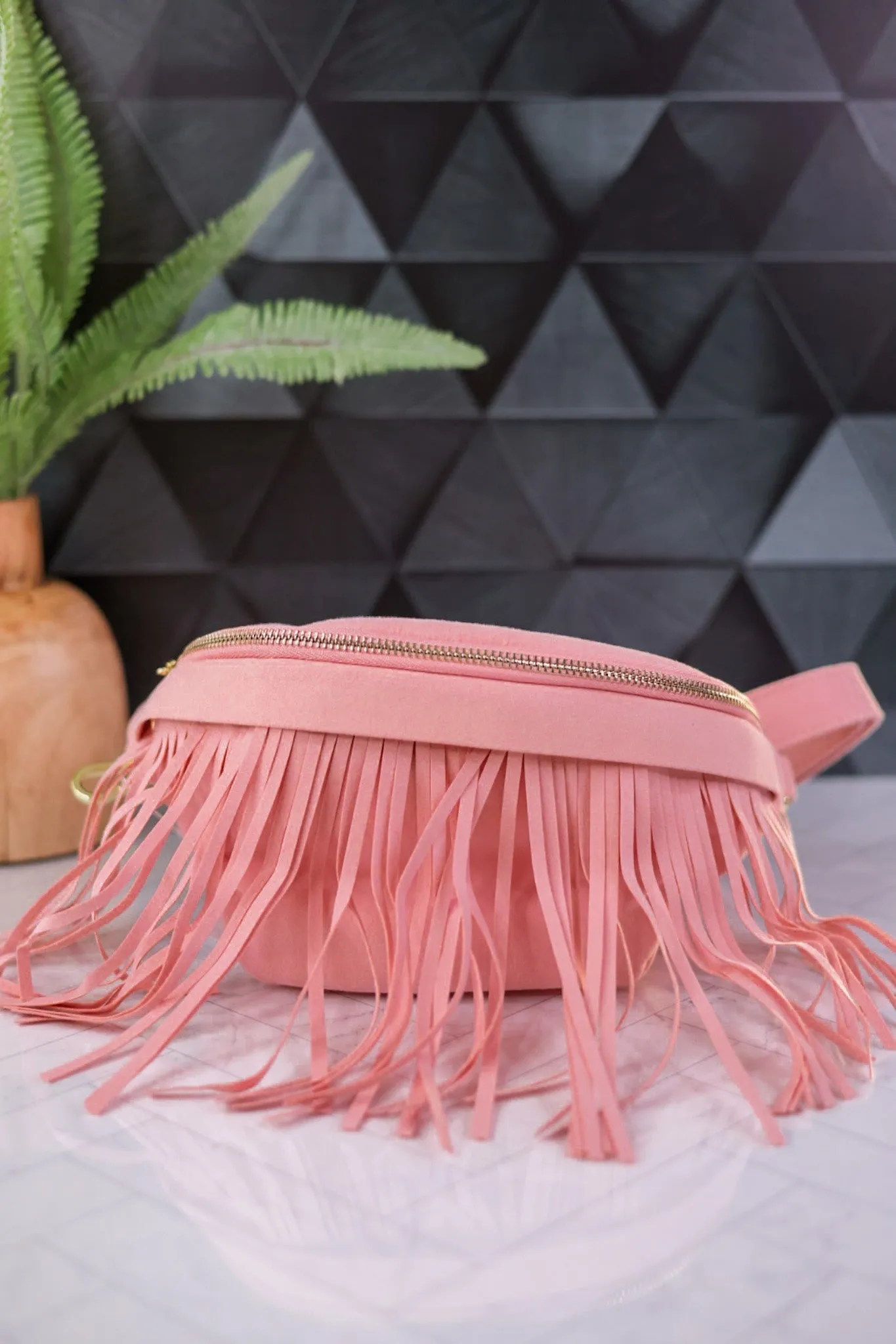 Light Pink Removable Fringe Fanny Pack