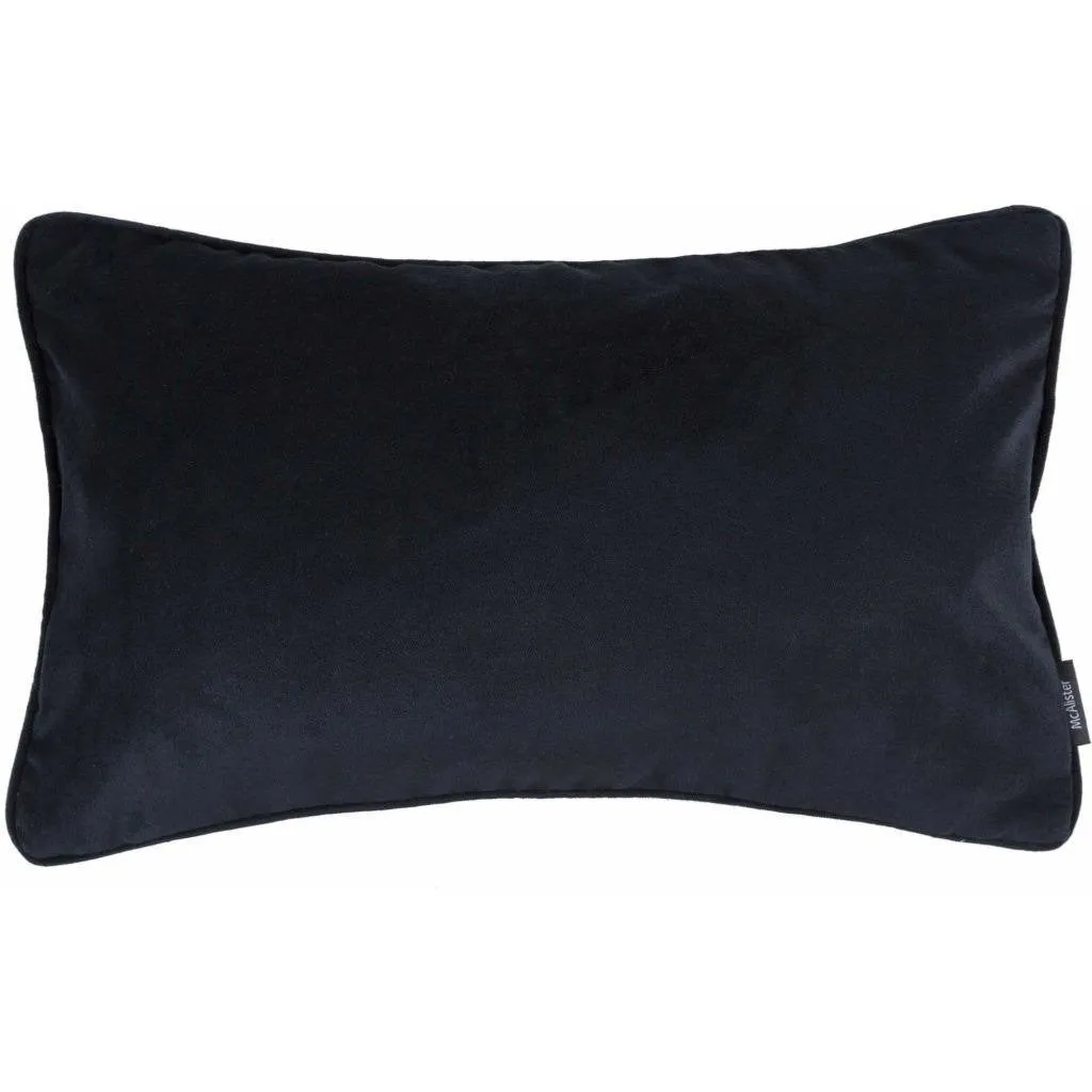 Matt Black Piped Velvet Cushion