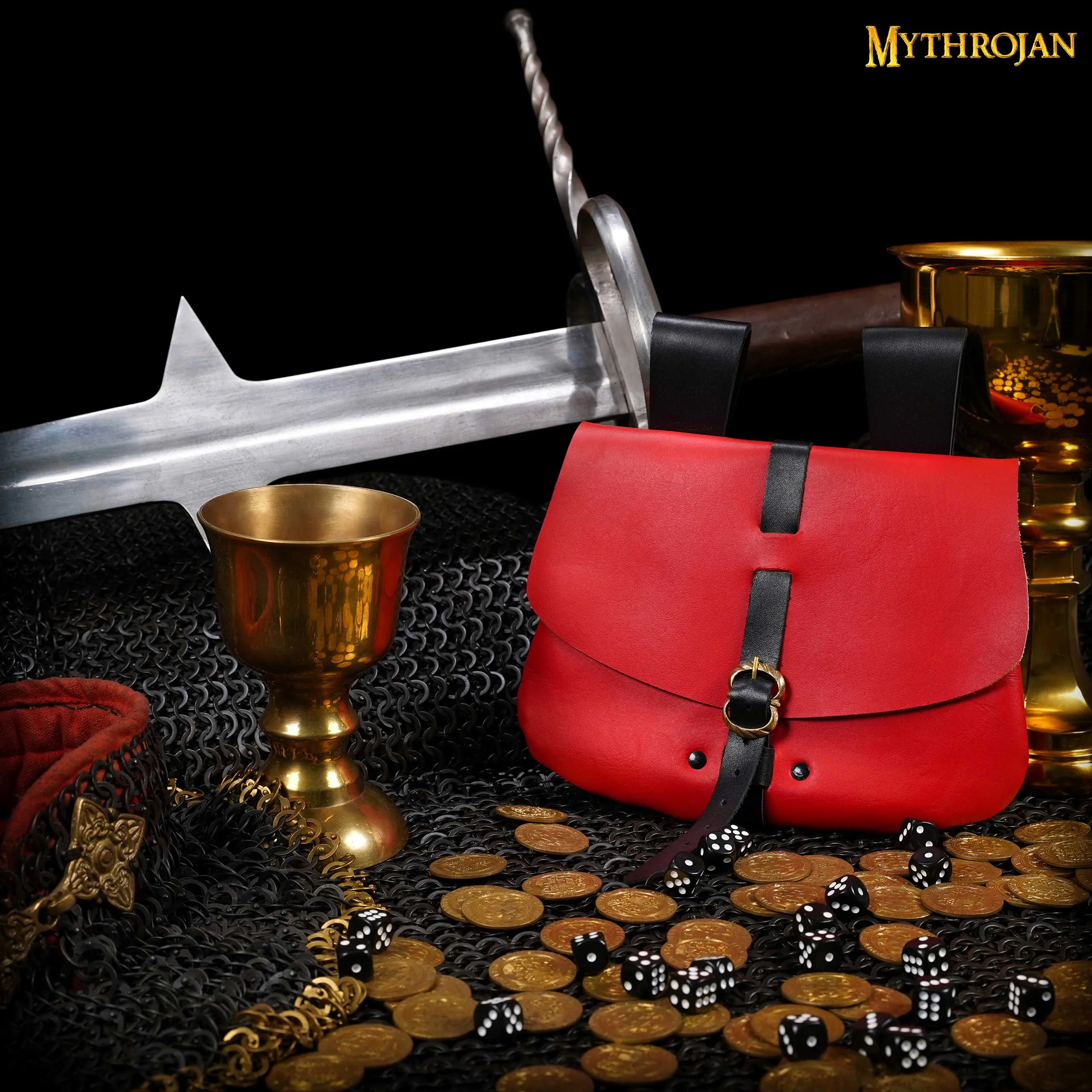 Medieval Leather Bag - Red