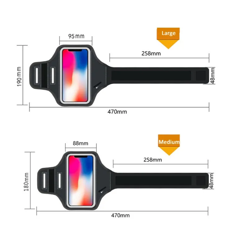 Mobile Phone Armband With Adjustable Strap & Key Pocket, Size: Medium Blue