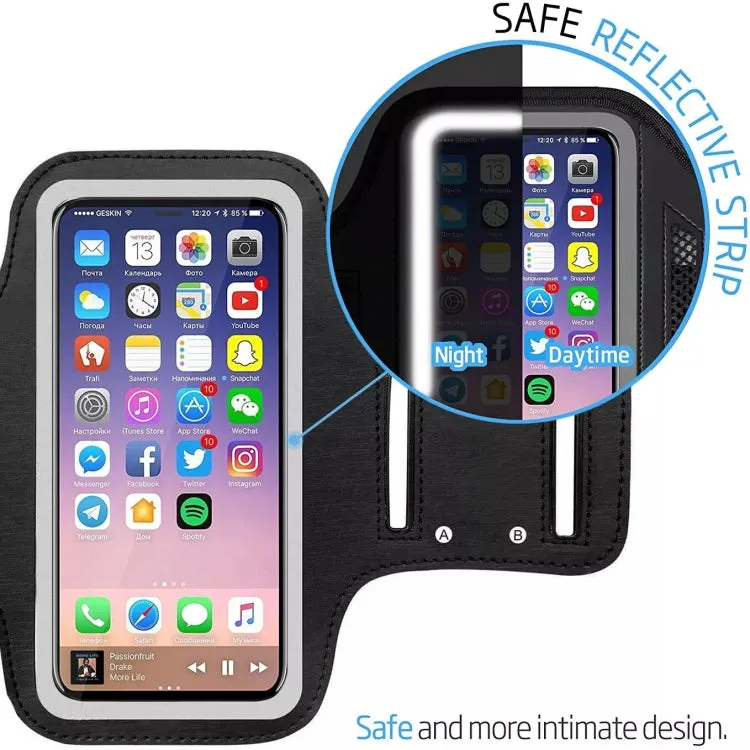 Mobile Phone Armband With Adjustable Strap & Key Pocket, Size: Medium Blue