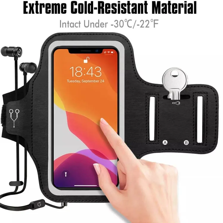 Mobile Phone Armband With Adjustable Strap & Key Pocket, Size: Medium Blue