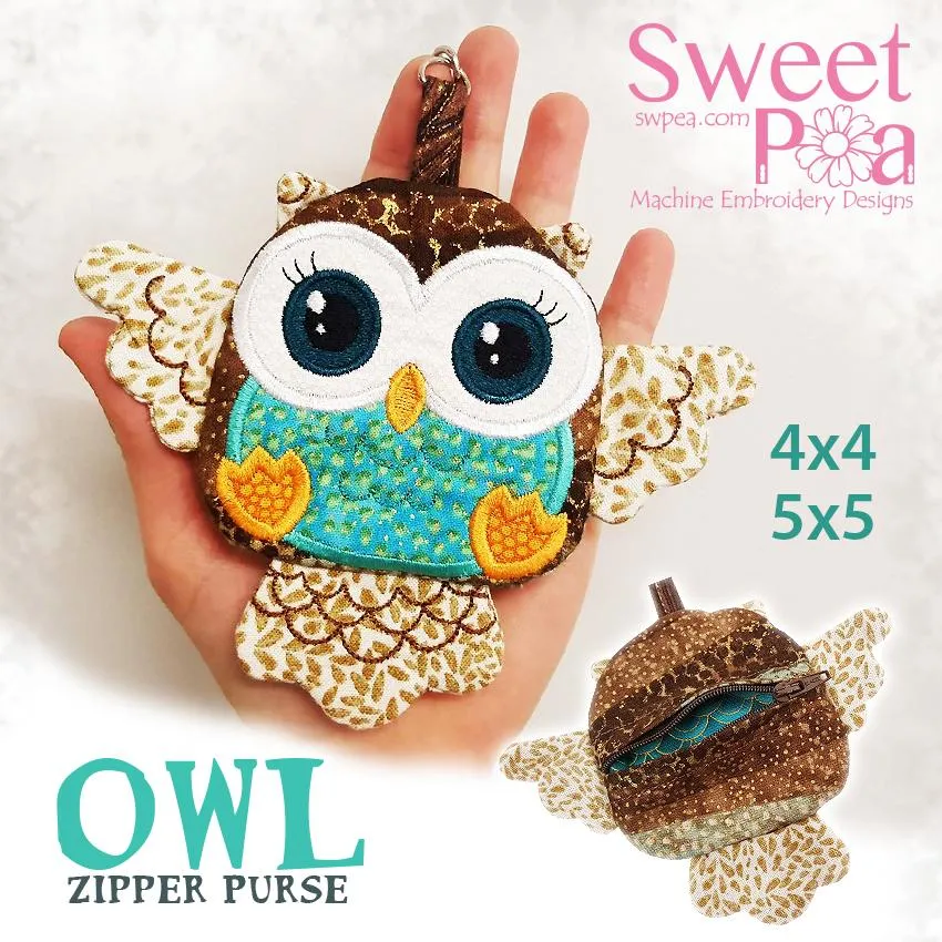 Owl Zipper Purse 4x4 5x5
