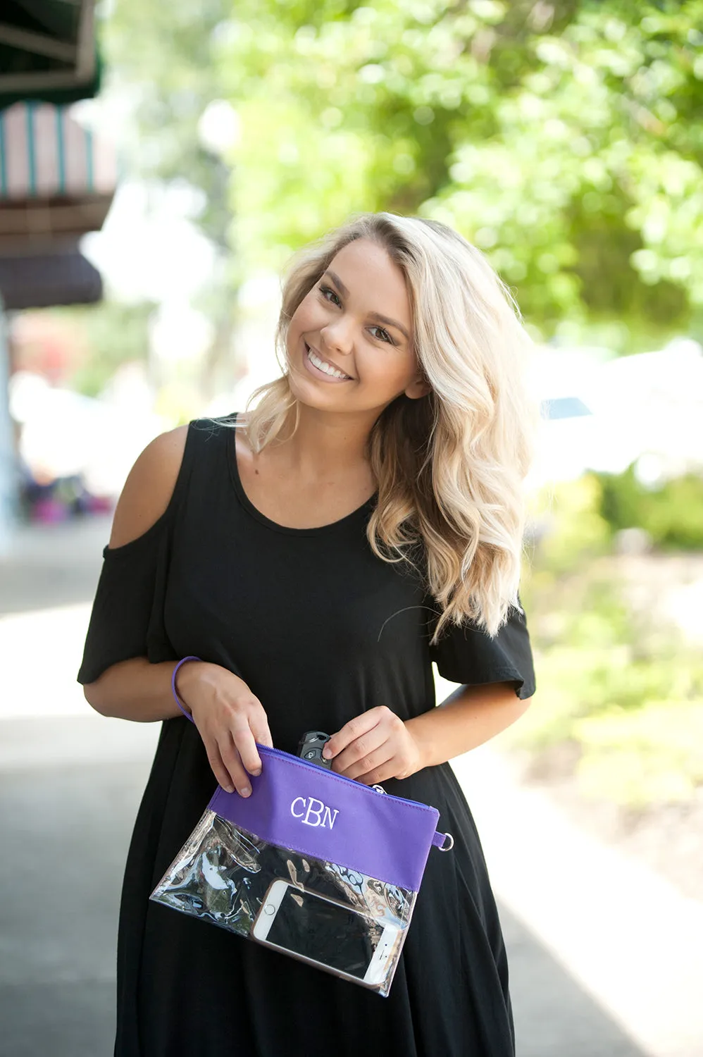 Personalized Clear Stadium Approved Crossbody Purse, Clutch, Wristlet, Concert In Purple