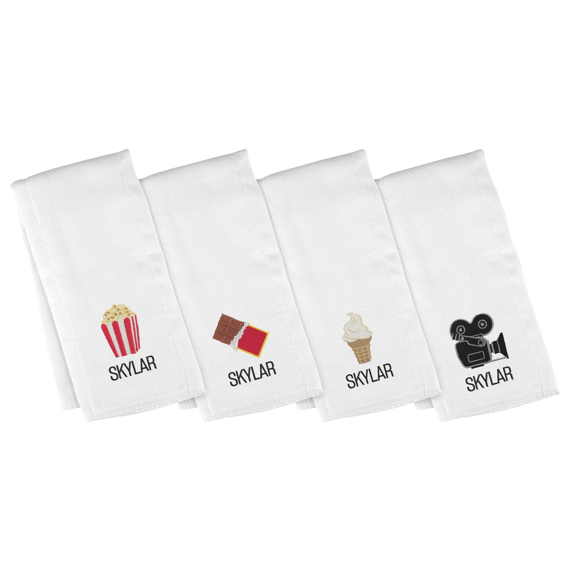 Personalized Emoji Burp Cloth - 4 Pack Movie Night