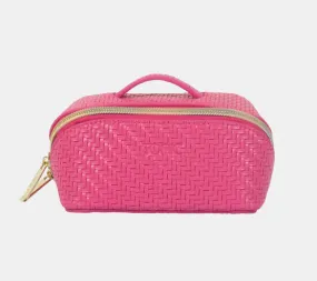 Raspberry Herringbone Beauty Bag-Small
