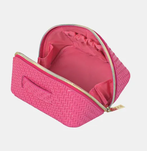 Raspberry Herringbone Beauty Bag-Small